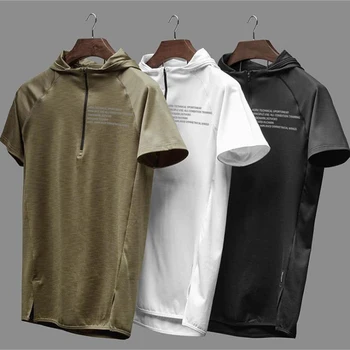 

TECHNICAL SPORTSWEAR Muscle Mens Sports Hooded Vest Tank Tops Fitness Running Loose training Tops Cotton