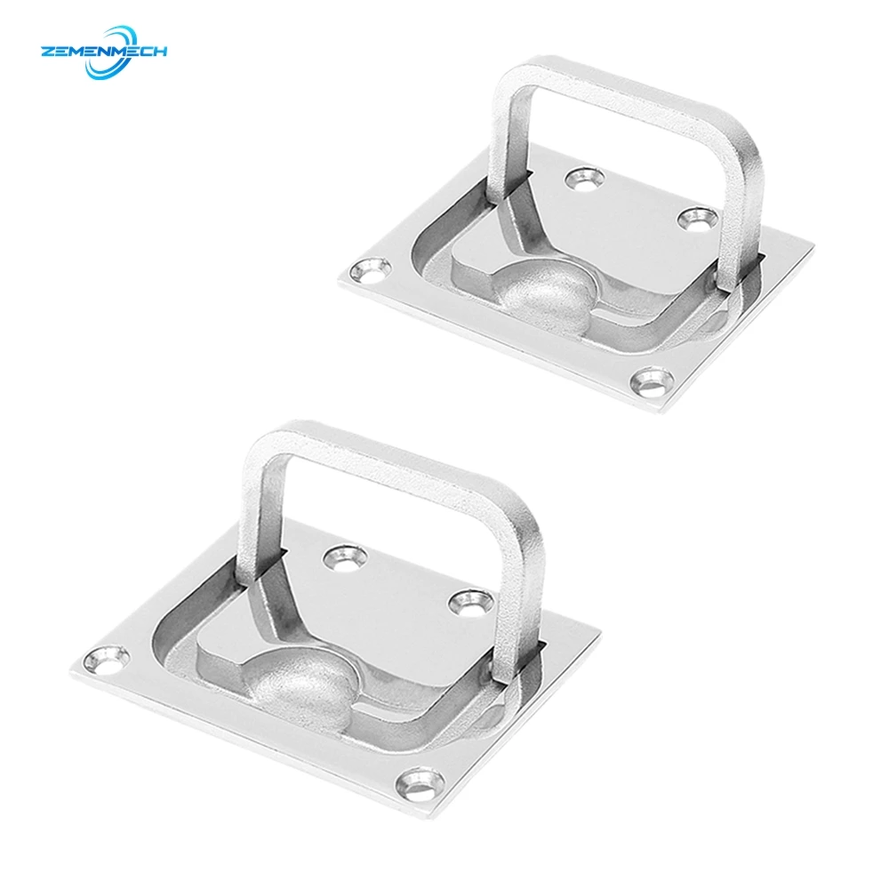 

2PCS Deck Latch 316 Stainless Steel Flush Lift Ring Latch Pull Handle Locker Cabinet Marine Hardware Boat Accessories Floor Lock