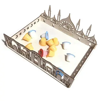 

Rustic Wooden Eid Mubarak Ramadan Castle Party Serving Tableware Dessert Pastry Tray Display Holder Decor Ornament H4GD