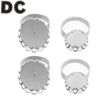 

10PCS/lot Adjustable Stainless Steel Ring Holder Fit 13x18/18x25mm Round Glass Cabochon Setting DIY Ring Jewelry Making