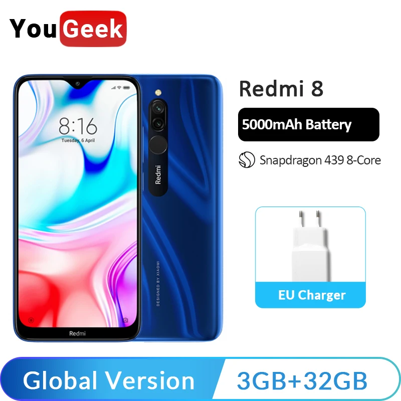 

Global Version Xiaomi Redmi 8 3GB 32GB Redmi8 Smartphone Snapdragon 439 Octa Core 12MP Dual Camera 5000mAh Battery