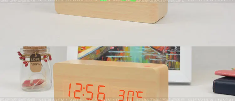 Напрямую от производителя продажи креативные деревянные часы немой голосовой календарь светодиодный Будильник с секундной температурой Ночной свет прикроватный Clo