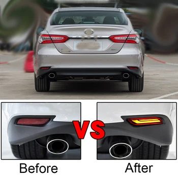 

ECAHAYAKU 1 Pair Rear Bumper Light for Toyota Camry 2018 2019 DC12V Three Functions Driving Light Brake Light Turn Signal Light