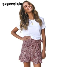 guyueqiqin юбки женские мини юбки нерегулярные сексуальные юбки с принтом короткая юбка мода