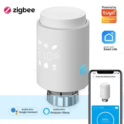 Tuya Smart ZigBee Radiator Actuator Programmable Thermostatic Radiator Valve Temperature Controller App Voice Control Via Alexa