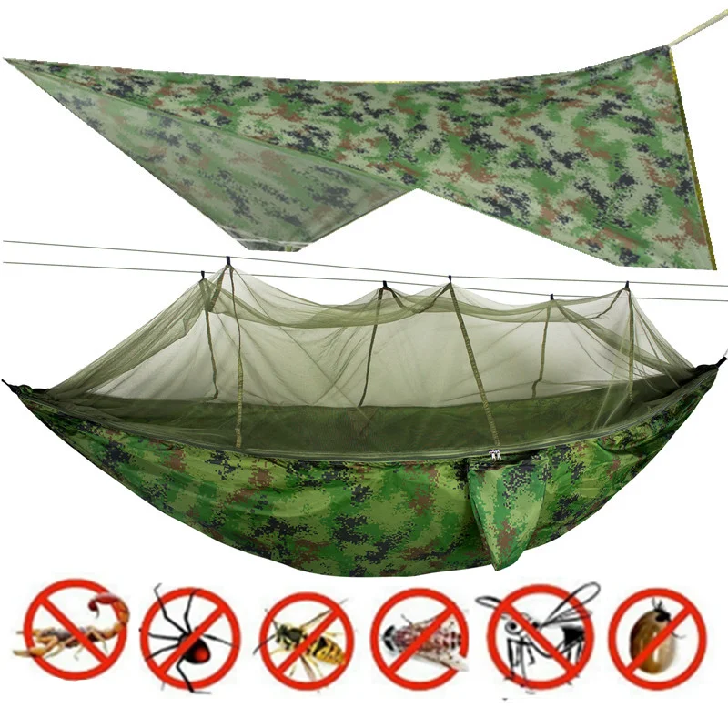 

Camping/garden hammock with mosquito net furniture outside 1-2 portable person hanging bed strength parachute tissue swing sleep