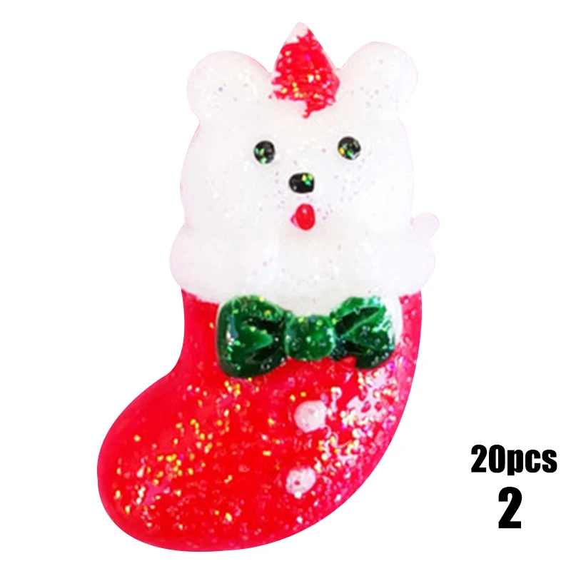 20 шт. Рождественские декоративные носки Санта Клаус Xmas Tree», «Jingle Bell Украшение из смолы DIY S7JN - Цвет: 2