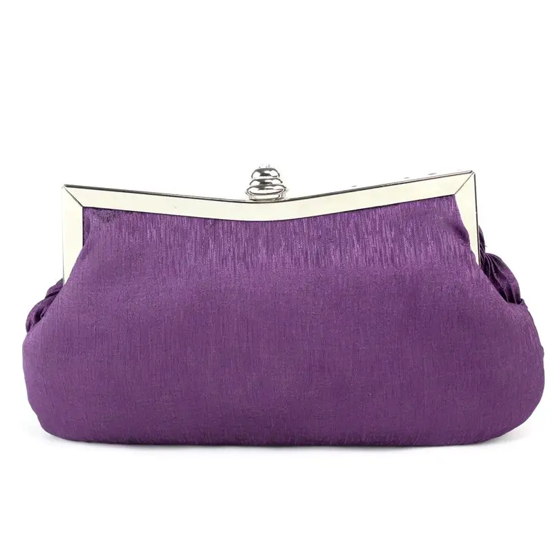 Luxy Moon Purple Rhinestone Braided Soft Clutch Bag Back View