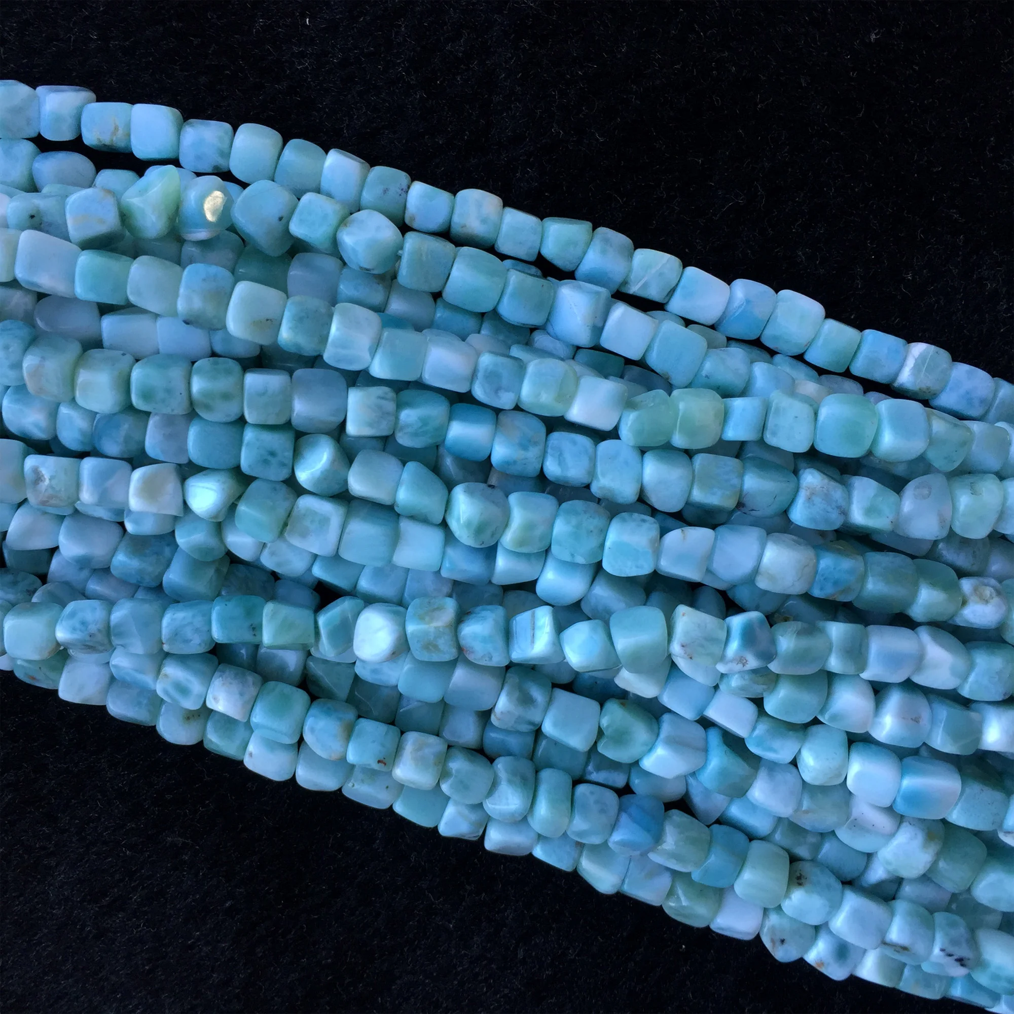 Natural Genuine Dominica Blue Larimar Cube Nugget Free Form Fillet Irregular Pebble Loose Beads