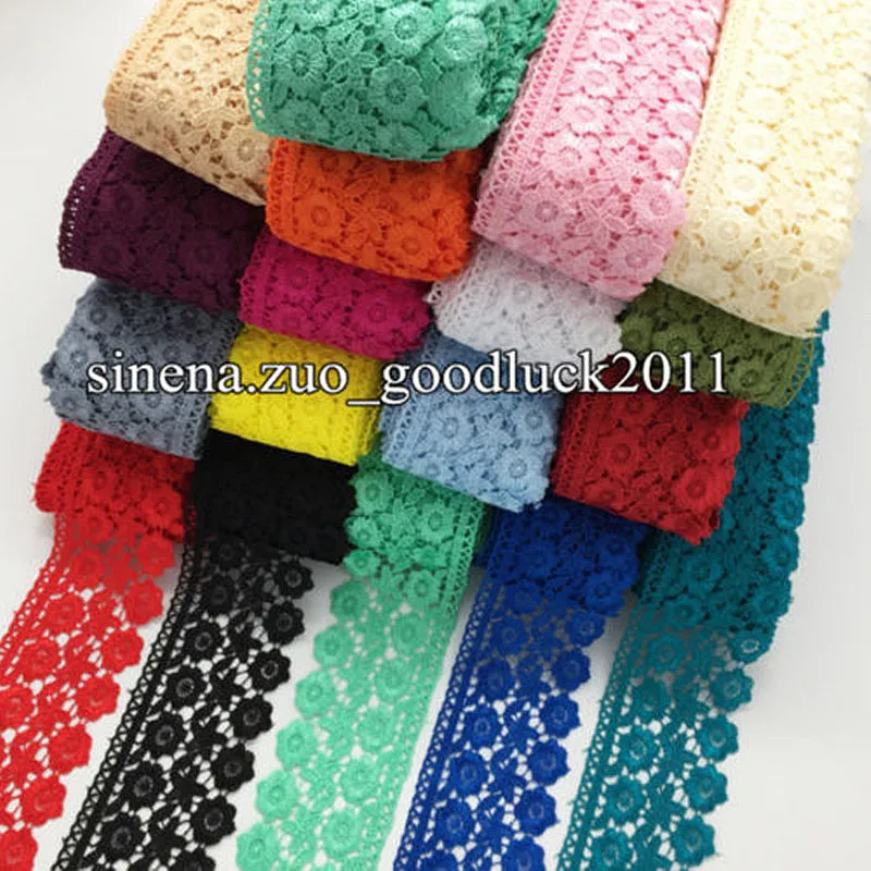 

1 Yard Polyester Lace Trim Ribbon Applique Embroidered Sewing Fabric for Curtain Home Textiles Handicrafts DIY FL130