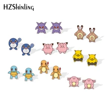 Новые акриловые серьги Cleffa Pokeball пластиковые серьги Charmander серьги-гвоздики эпоксидные серебряные серьги позолоченные женские