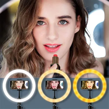 Günstig 3 In 1 Foto Studio Selfie LED Ring Licht Mit Handy Halter Stative Für Youtube Live-Stream Make-Up Live Mobile Halter