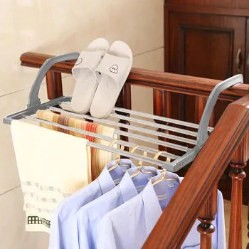 

Storage Hanging Multifunction Radiator Outdoor Pole Balcony Airer Drying Rack Telescopic Clothes Laundry Folding Adjustable