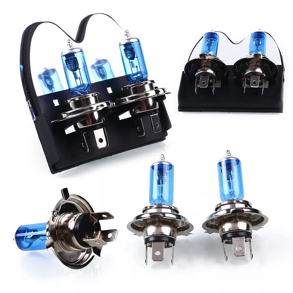 Halogen Headlight Bulb H4 Halogen Durable Xenon Bulbs Lamp 2PCS 6000K 100W Bright Car Headlight Lamps