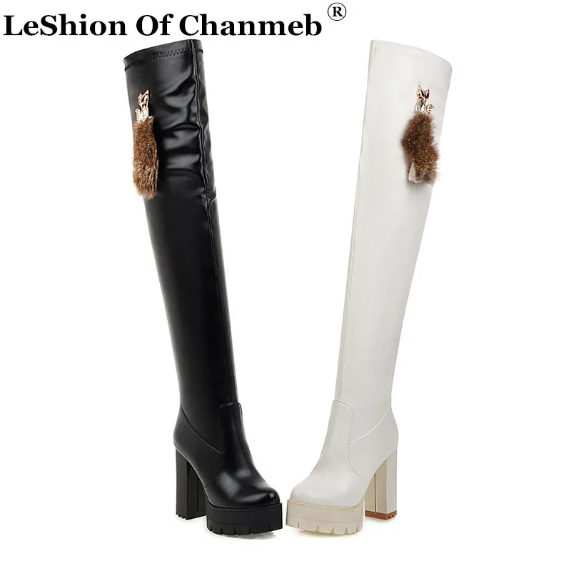 

Lady big Size 33-48 Autumn Winter Platform Shoe Round Toe thick High Chunky Heel Over The Knee Boots Thigh High Boot Women 2020