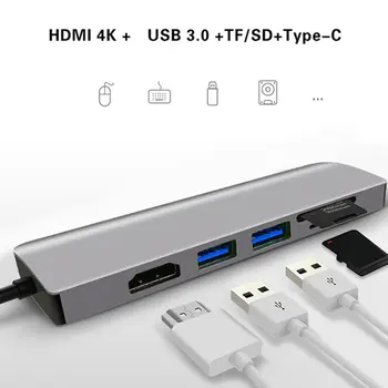 

With 2 USB 3.0 USB Hub USB 3.0 Multi-function Card Reader Type-C to USB3.0+USB2.0+TF Type C PD Adapter Charging USB-C Hub