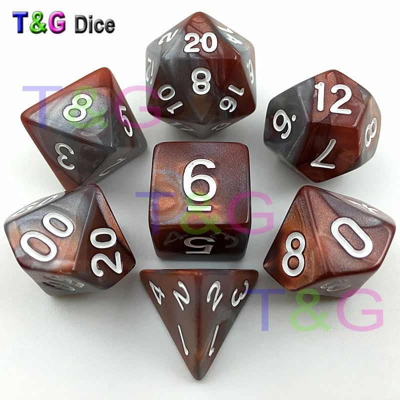 7 шт./компл. разноцветные золотые цифровые игральные кости dnd RPG d4 d6 d8 d10 d % d12 d20