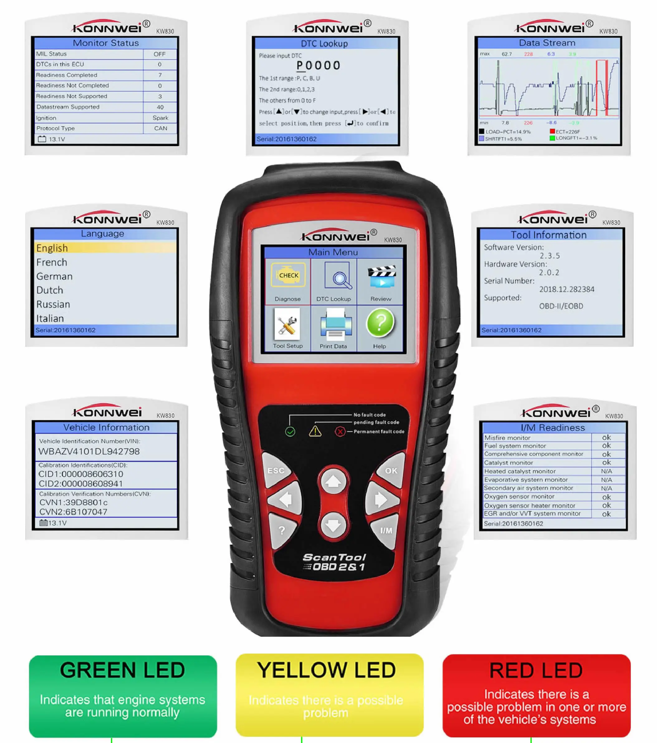 KONNWEI OBD 2 Диагностика Авто сканер инструментов ODB OBD2 Полный функциональный Автомобильный сканер универсальный, оптический считыватель кодов двигателя тестер батареи