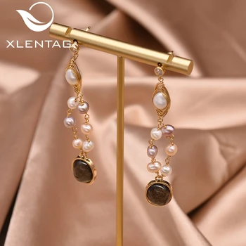 

Xlentag Handmade Drop Earrings For Women Natural Fresh Water Pearl Fine Jewelry boucles d oreille femme 2019 GE0900