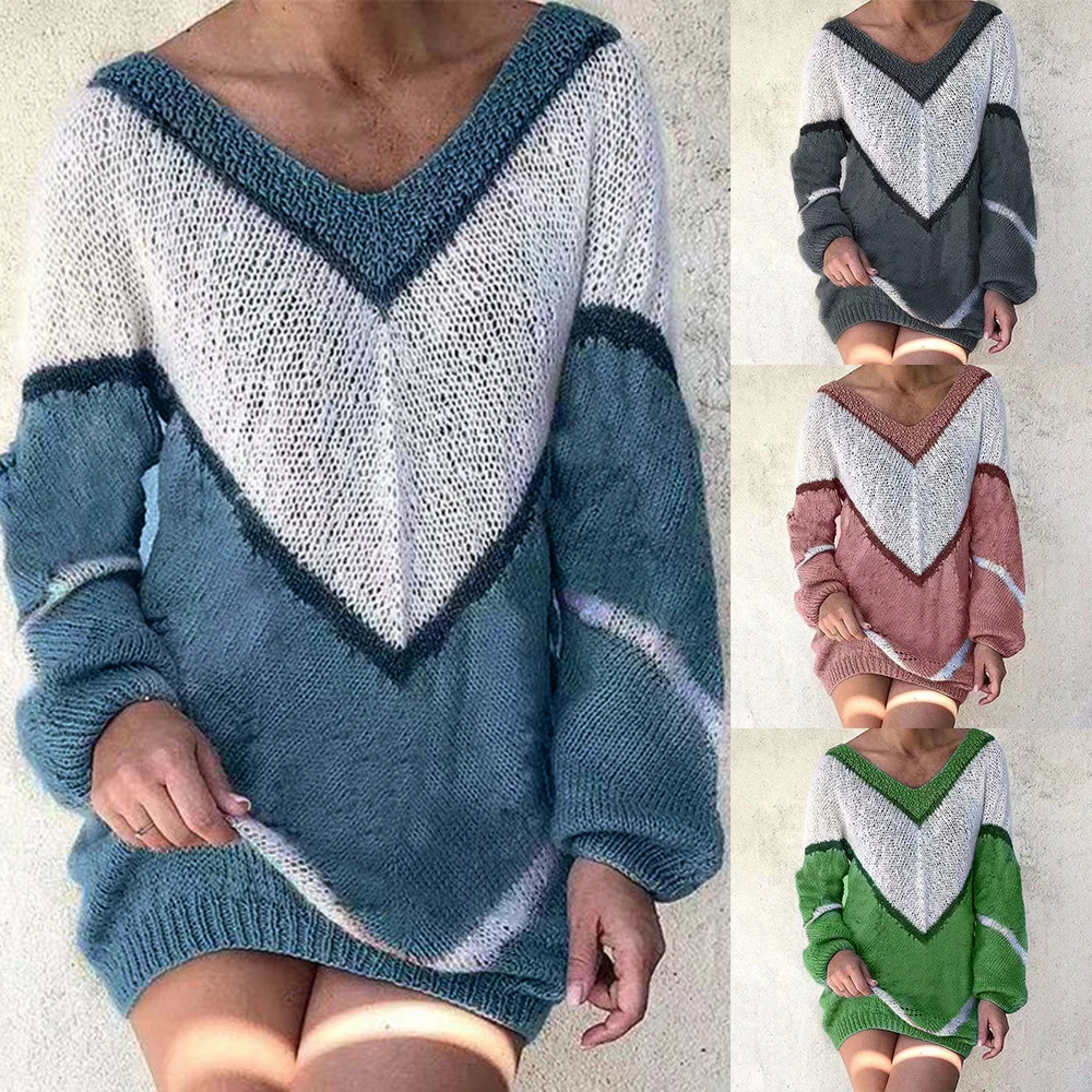 Nice Women Sexy Knitted Sweaters Autumn Low Cut Lace Patchwork Knitwears Long Sleve Blouse Tops Fall Geometric Female Outwears | Женская
