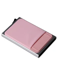 LILY QUEEN RFID кредитный держатель для карт Автоматическая блокировка бизнес мужской кожаный лоскутный тонкий кошелек-мешочек для монет - Цвет: Pink with white