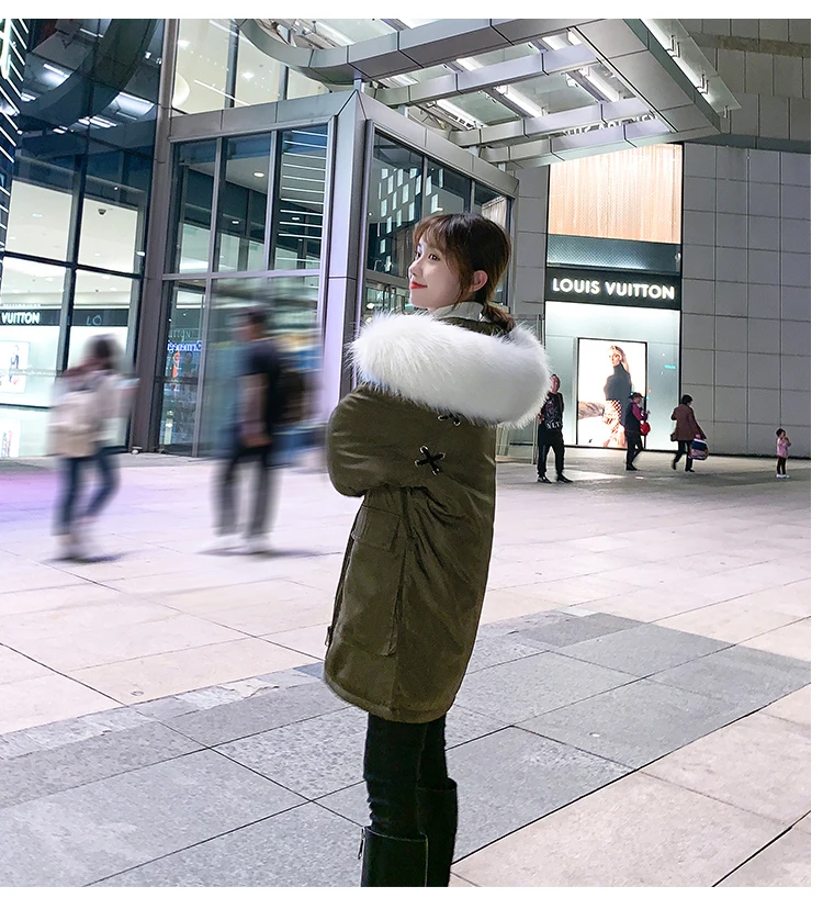 Для фотосессии, Южная Корея, Dongdaemun,, осенний и зимний пуховик, женский, средней длины, большой меховой воротник, свободный крой, с хлопковой подкладкой