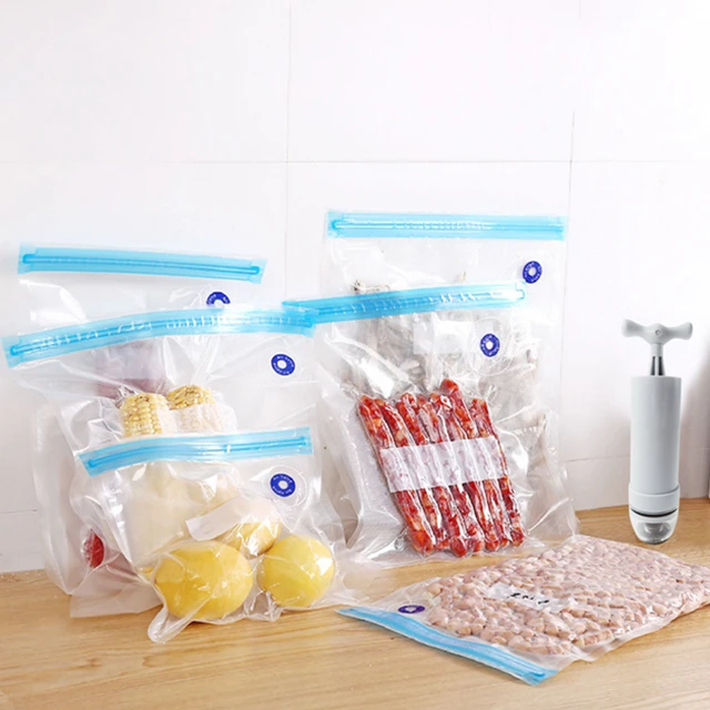 5pcs/set Random Color PET Vacuum Storage Bag With 1pc Pump, Simple