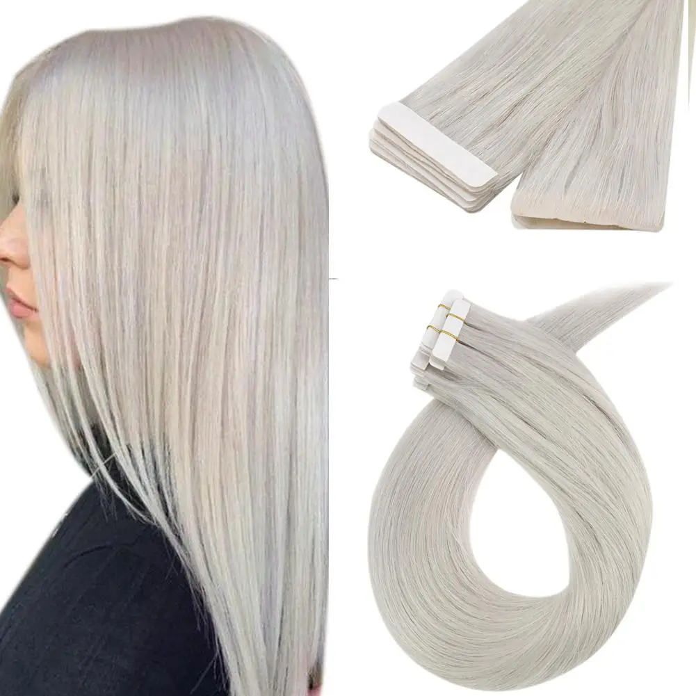 Hair-Extensions Glue-On-Adhesive Moresoo Skin-Weft Seamless Virgin Human Natural Straight