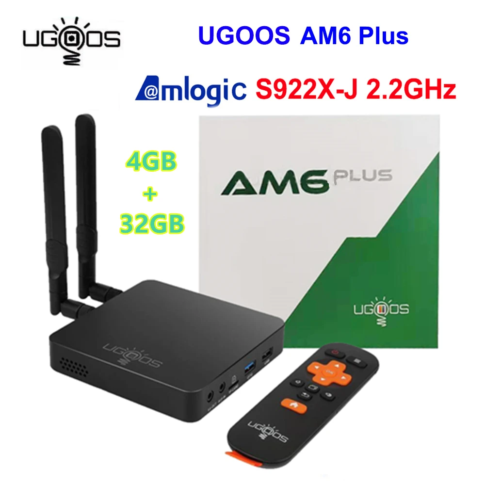 2020 Топ Ugoos AM6 plus Amlogic S922XJ SOC 2 ГГц 4 Гб EMMC 32 ГБ ОЗУ S905X4 ТВ-приставка Android 9 0 медиаплеер 4G