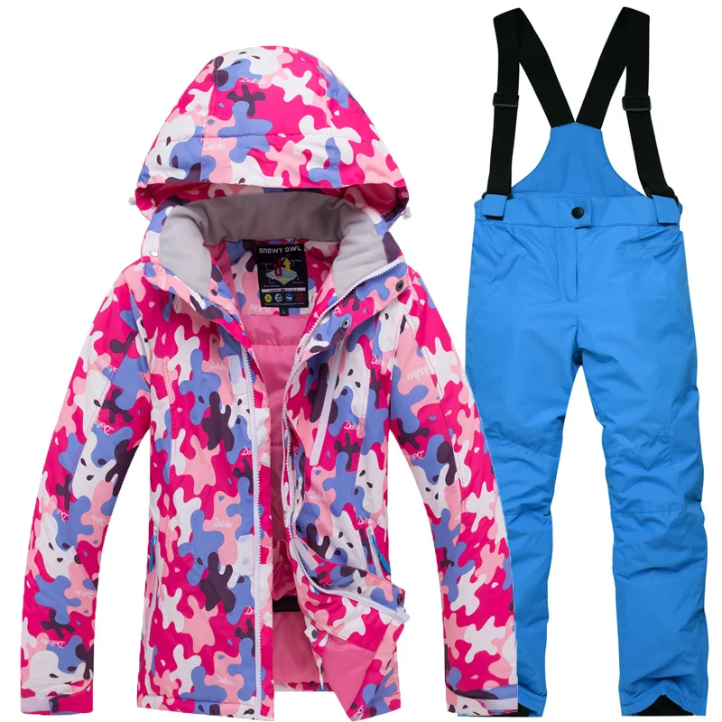 Детская Лыжная одежда, комплект для девочек, ветрозащитная Водонепроницаемая утепленная верхняя куртка, хлопковая одежда для мальчиков