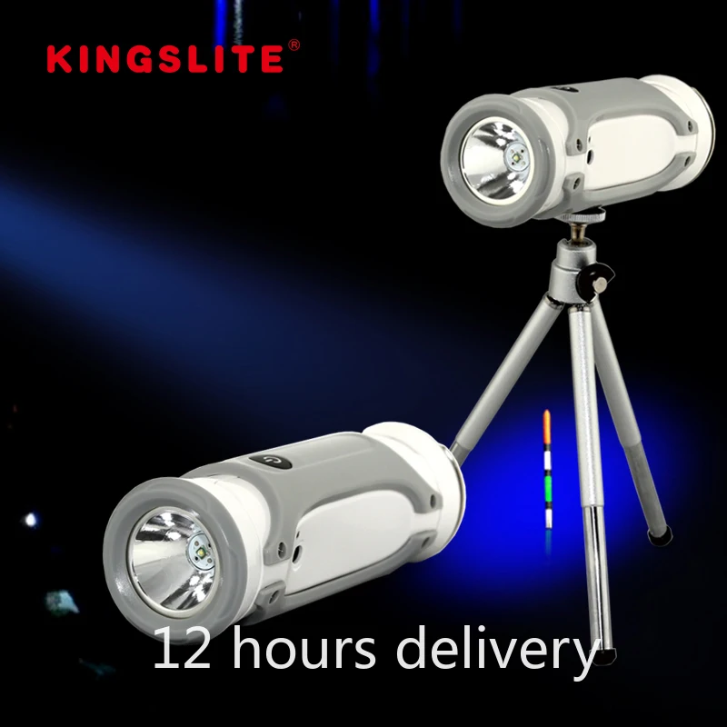 USB Rechargeable Multi-function LED Fishing Light Extensible Tripod Long Light Range White BLue Light 18650 CREE Flashlight