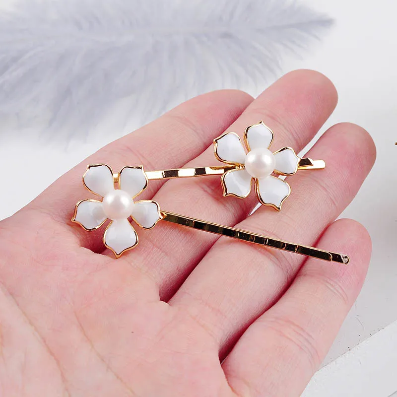 Simple Design Cute Black/Red/White Enamel Flower Hairpin For Women Handmade Date Gift Jewelry - Окраска металла: ts00261-3