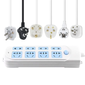 

8 AC Output 5 hole socket Australia AU/EU/UK/US Greater South Africa plug Extension cord Power Strip 1.5/3/5M 10/13A 250V 2500W