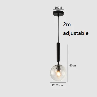 Pendant 20cm Black B LukLoy современный стеклянный шар настенный светильник прикроватный настенный светильник Ретро настенный подвесной светильник для гостиной диван класс подвесной светильник - Цвет корпуса: Pendant 20cm Black B