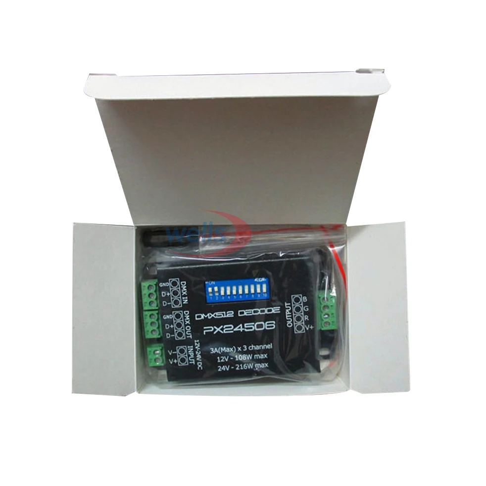 PX24506 DMX 512 декодер драйвера 9A усилитель 12 в 24 В светодиодный DMX512 контроллер для RGB