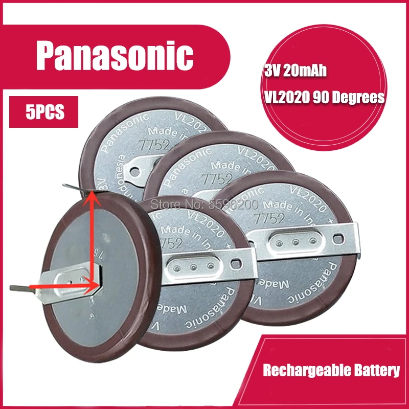 Литиевые Батарейки PANASONIC VL2020 перезаряжаемые батарейки с 2 контактами двумя