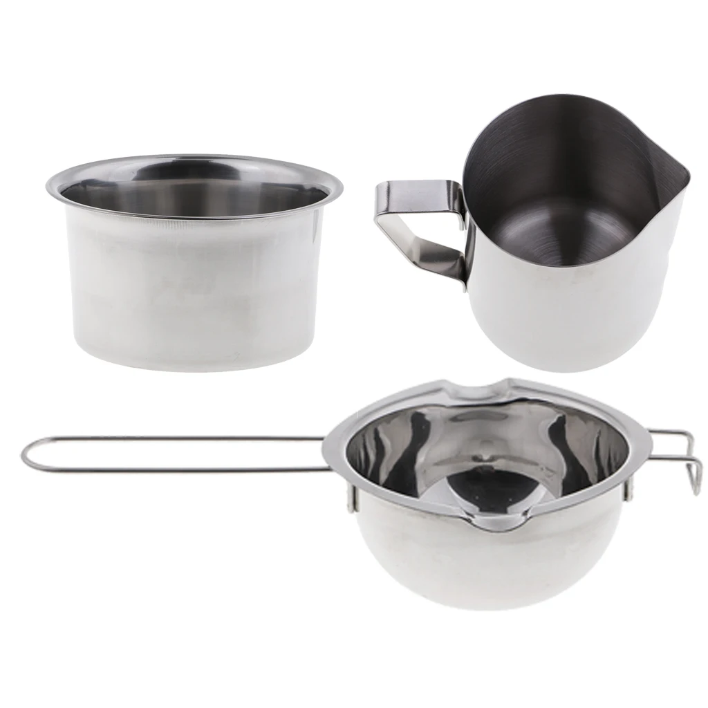 3 Pieces/set Stainless Steel Candles Wax Melting Pot Double Boiler Pitcher for DIY Wedding Candles Soap Making Supplies