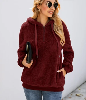 

Sweat Femme Baggy Fluffy Pullover Hoodie Women Solid Soft Teddy Fleece Winter Ladies Long Sleeves Sweatshirt Tops Girls Hoodie