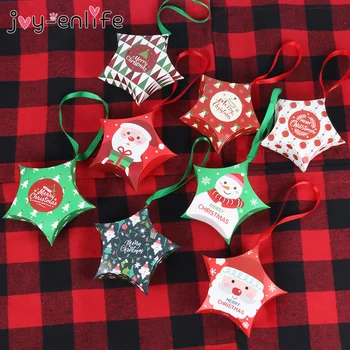 

8pcs Christmas Gift Boxes Santa Claus Candy Box Star Shape Merry Christmas Boxes Bags for Home New Year Xmas Decor Kids Gifts