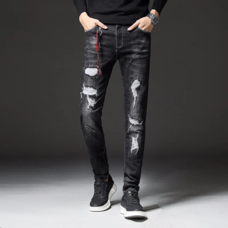 

2018 Autumn & Winter New Style Teenager Men'S Wear Stretch Pants Slim Fit Skinny Pants Korean-style Handsome Fashion Trousers