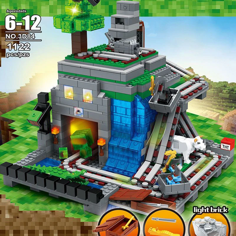 Legoing My World Figures LED Light Organ Cave Village Compatible Legoings My World Figuras My World Building Blocks Child Toys