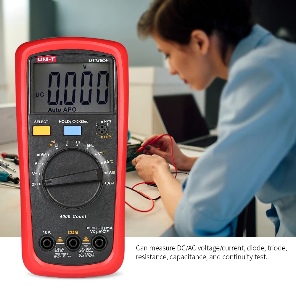UNI-T UT136C+ ЖК-цифровой мультиметр DC/AC напряжение измеритель тока Емкость Сопротивление диод тестер Вольтметр Амперметр