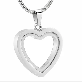 

IJD10269 Stainless Steel Memorial Glass Heart Locket for Ashes or Hair Keepsakes Cremation Jewelry Pet Memorial Ashes Necklace