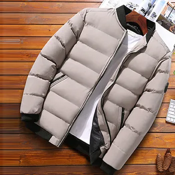 

New Fashion Men's Winter Casual Solid Color Printing Warm Cotton Clothing Coat Thick Parka Men Outwear Jacket Male ClothingY12.9