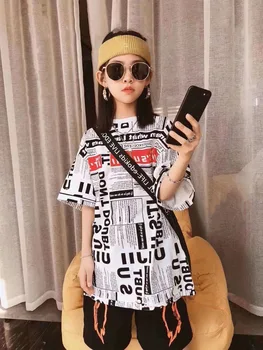 

2020 summer Girls' T-shirt, short sleeve, loose cotton fashion, girls' westernized personality