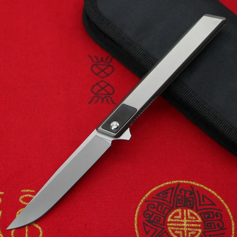 9TiEDC Djinn титановый нож из титанового сплава ручка складной нож Походный складной нож M390 стальной инструмент для кемпинга маленький инструмент - Цвет: D2