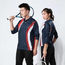 Спортивная одежда для мужчин и женщин, быстросохнущая дышащая футболка с длинным рукавом для бадминтона, теннисная одежда, спортивные футболки для бега