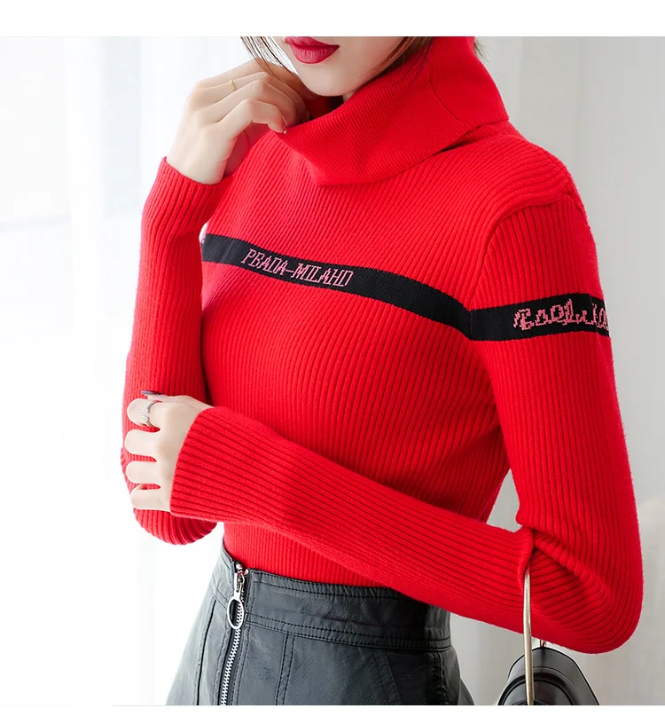H han queen Turtleneck Sweater Women Fashion Autumn Winter Letter Tops Women Knitted Pullovers Long Sleeve Jumper Femme Clothing