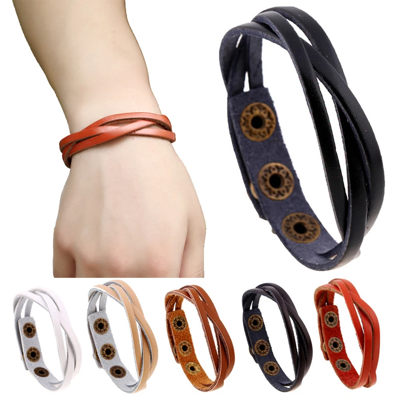 

Fashion Hot Sale Hand-Woven Jewelry Wrap Multilayer Leather Braided Rope Wristband Men Bracelets & Bangles For Women