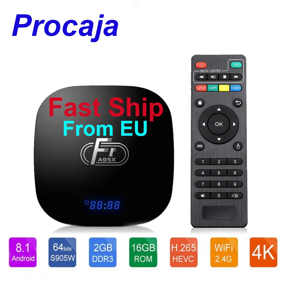 

Procaja A95 XF1 TV Box Android 8.1 A95XF1 Android TV Box 2GB RAM 16GB ROM Android 8.1 4K Smart TV Box 64bit Quad-core Cortex-A53
